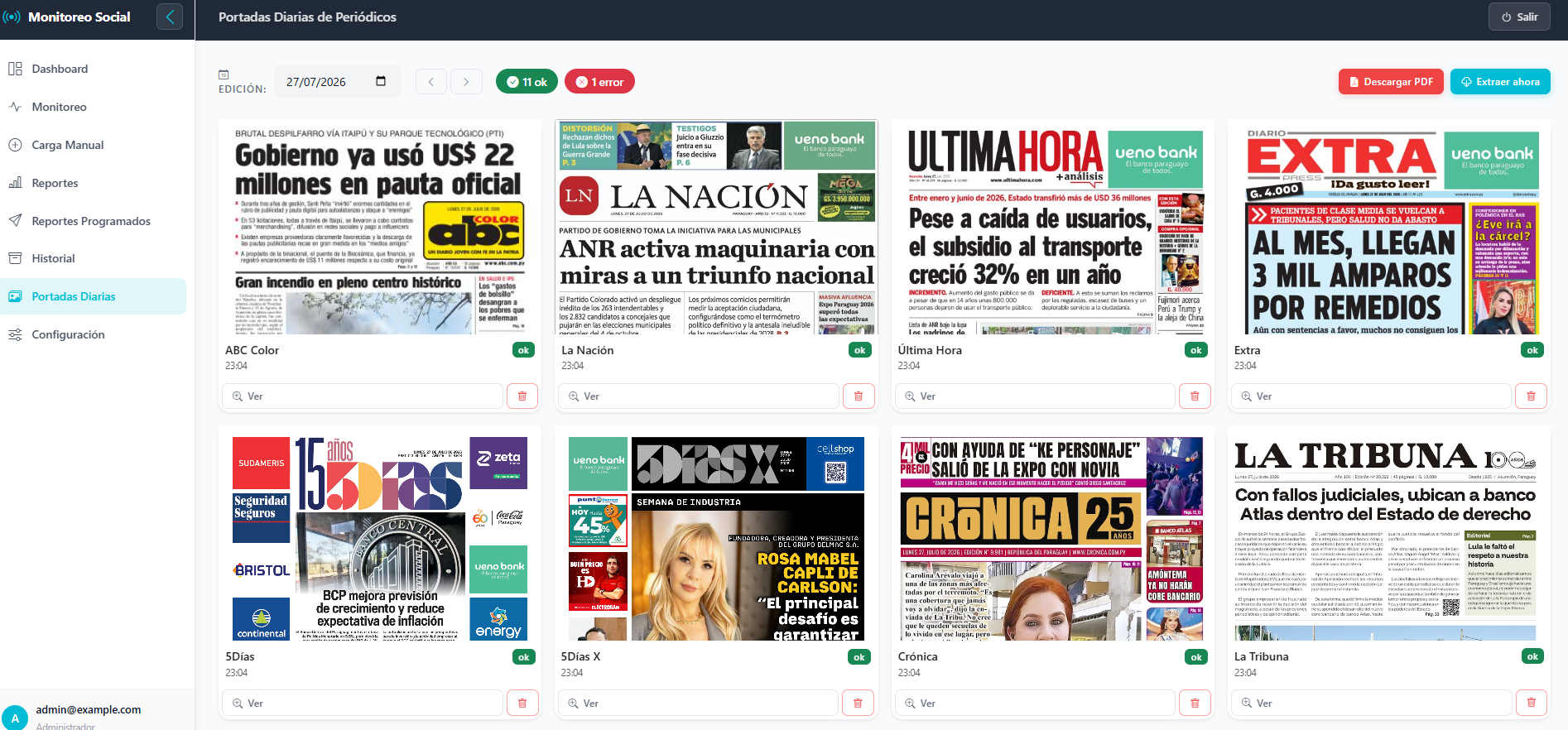 Portadas diarias